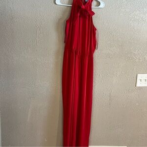 CeCe Women’s Sz 4 Elegant Red Sleeveless Jumpsuit wide Leg Valentine EUC